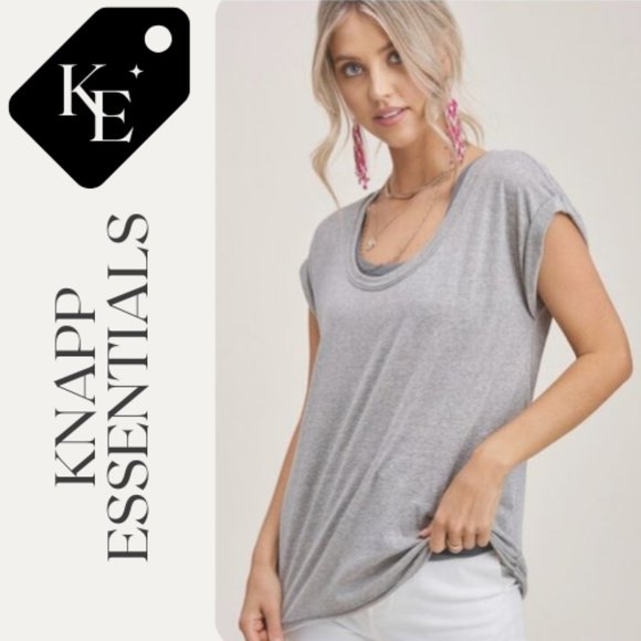 Ola Gray Cap Sleeve Tee - Picture 1 of 4